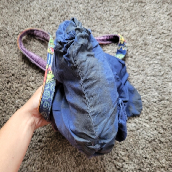 Laurel Burch Dog Patchwork Purse 2 Strap Tote Bag Red Blue Green Colorful Zipper - Picture 12 of 14